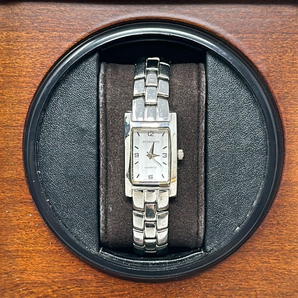 Rumours tank watch women's fashion rectangle stainless steel curved formal 42220
